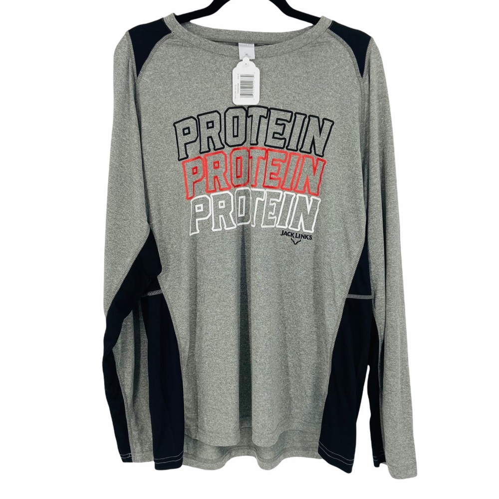 NWT "Protein" Graphic Print Long Sleeve Active Top